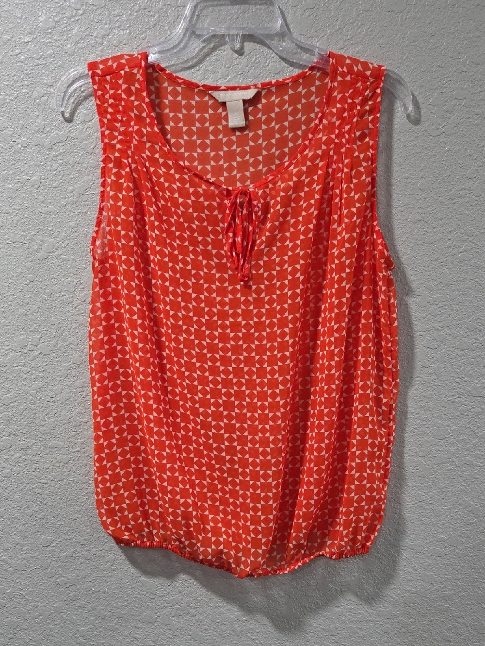 Banana Republic Coral and White Printed Sleeveless Tank